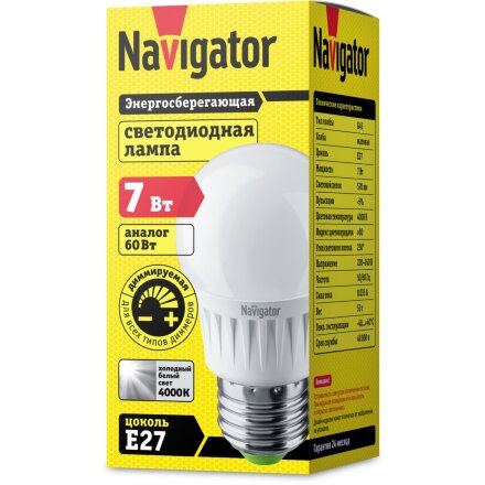 Лампочка Navigator Лампа nll-g45-5-230-2.7k-e27-d во Владивостоке 