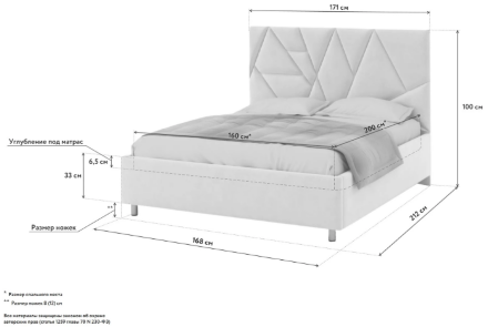 Мягкая кровать Геометрия во Владивостоке 