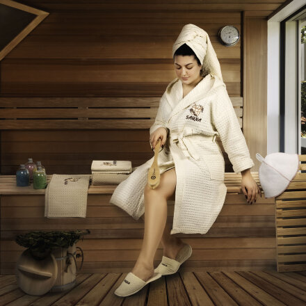 Полотенце вафельное Asil sauna beige 150x200 во Владивостоке 