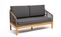 Плетеный 2-местный диван из дуба Канны серо-коричневый