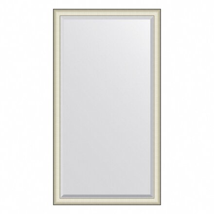 Зеркало напольное с фацетом в багетной раме Evoform белая кожа с хромом 78 мм 109х200 см во Владивостоке 