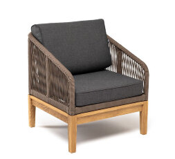 Плетеное кресло из роупа Канны дуб, серо-коричневое