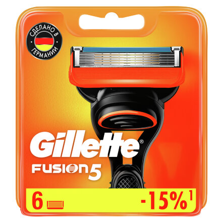 Сменные кассеты для мужской бритвы Gillette Fusion5 Power, с 5 лезвиями, c точным триммером для труднодоступных мест, для гладкого бритья надолго, 6 шт во Владивостоке 