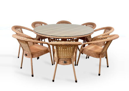 Комплект мебели DECO 8 с круглым столом, светло-коричневый во Владивостоке 