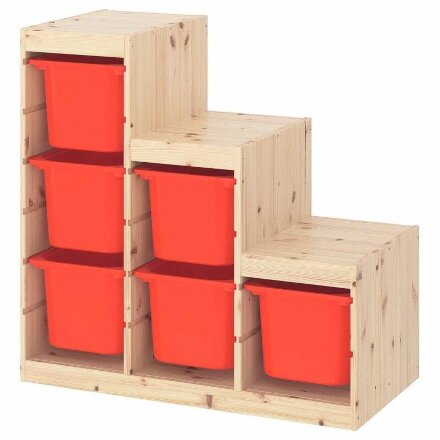 Ящик для хранения с контейнерами TROFAST 6Б красный Икеа во Владивостоке 