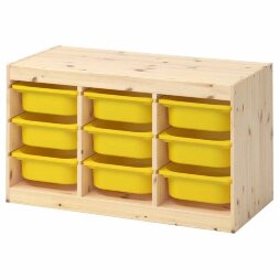 Ящик для хранения с контейнерами TROFAST 9М желтый Икеа