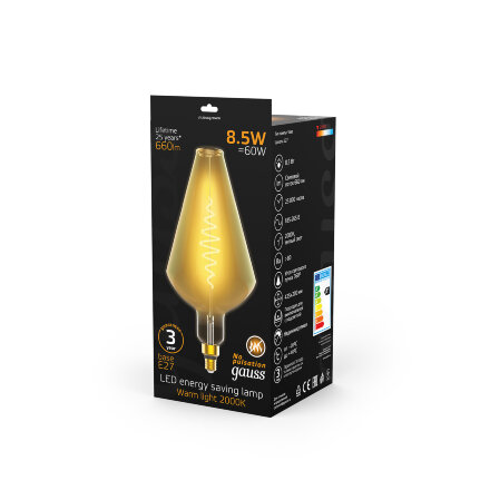 Лампа Gauss filament vase e27 8.5w amber 2000k во Владивостоке 