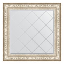 Зеркало с гравировкой в багетной раме Evoform виньетка серебро 109 мм 90x90 см
