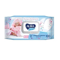 Влажные салфетки по уходу за детьми Aura Ultra Comfort 100 шт