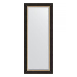 Зеркало с фацетом в багетной раме Evoform черное дерево с золотом 71 мм 59x144 см
