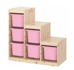 Ящик для хранения с контейнерами TROFAST 6Б розовый Икеа