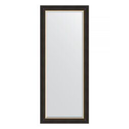 Зеркало с фацетом в багетной раме Evoform черное дерево с золотом 71 мм 64x154 см