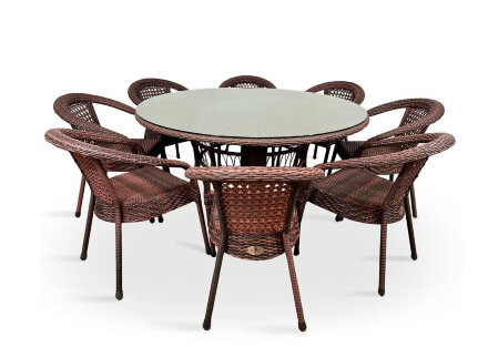 Комплект мебели DECO 8 с круглым столом, коричневый во Владивостоке 