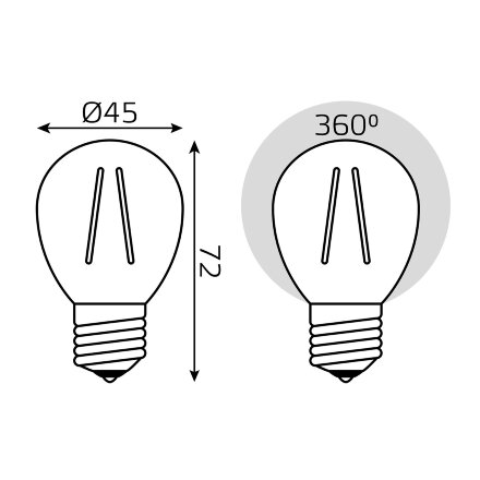 Лампа Gauss LED Filament Шар E27 7W 580lm 4100K step dimmable 1/10/50 во Владивостоке 