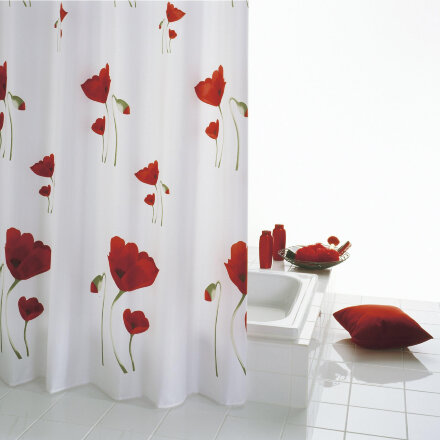 Штора для ванных комнат Mohn красный 180*200 Ridder во Владивостоке 