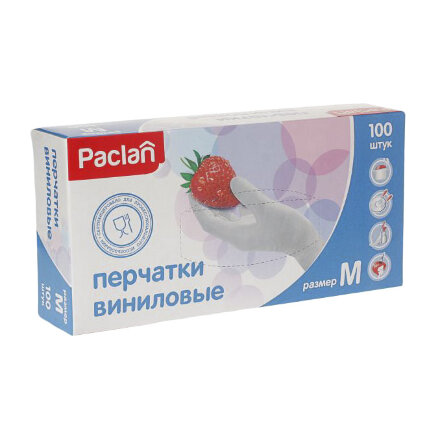 Перчатки Paclan виниловые M 100 шт во Владивостоке 