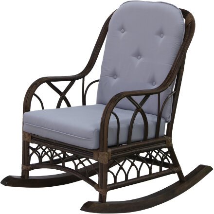 Кресло-качалка Rattan grand Dark brown с подушками во Владивостоке 
