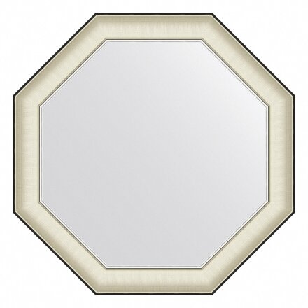 Зеркало в багетной раме Evoform белая кожа с хромом 78 мм 74х74 см во Владивостоке 