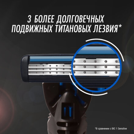 Бритва мужская Bic Hybrid 3 Flex Sensitive с 2 сменными кассетами во Владивостоке 