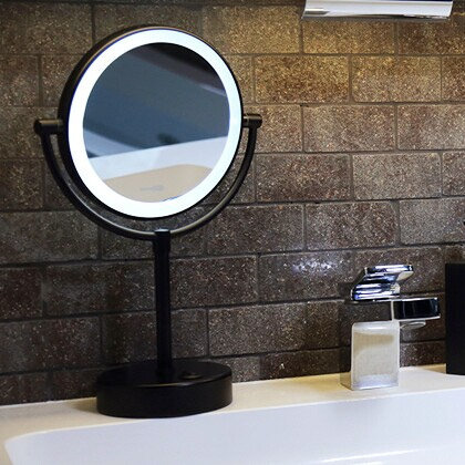 Зеркало с LED-подсветкой двухстороннее, стандартное и с 3-х кратным увеличением K-1005BLACK во Владивостоке 
