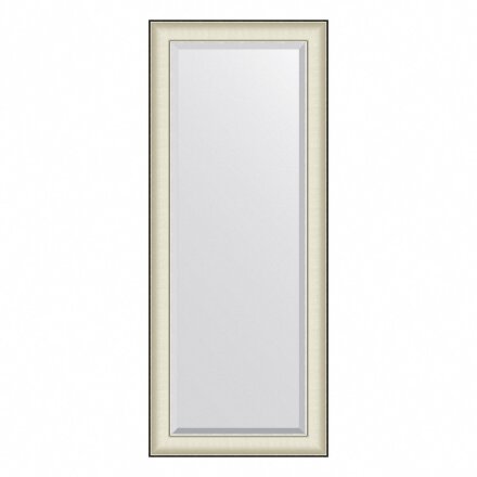 Зеркало с фацетом в багетной раме Evoform белая кожа с хромом 78 мм 59х144 см во Владивостоке 