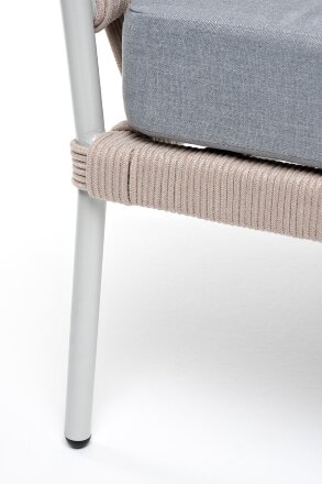 Плетеное кресло Диего из роупа бежевое, ткань светло-серая во Владивостоке 