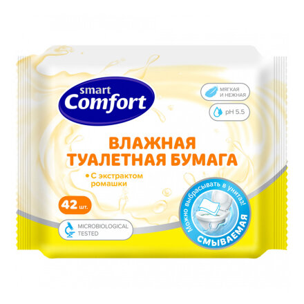 Влажная туалетная бумага Comfort smart с ромашкой 42 шт во Владивостоке 