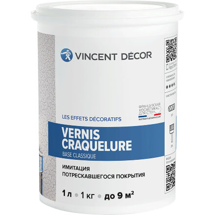 Лак декоративный Vincent Decor Decorum Vernis Craquelure base Classique с эффектом потрескавшегося покрытия 1 л во Владивостоке 