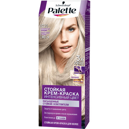 Крем-краска для волос Palette Интенсивный цвет 10-1, C10 Серебристый блондин 110 мл во Владивостоке 