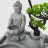 Фонтан настольный Win-Long сидящий Будда и бонсай 24,5х19,5х32 см во Владивостоке 